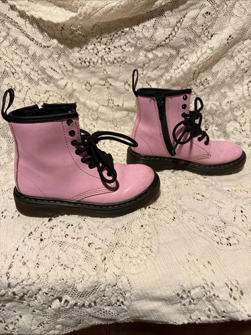 Dr. Martens Pink Lace-Up Kids Combat Boots